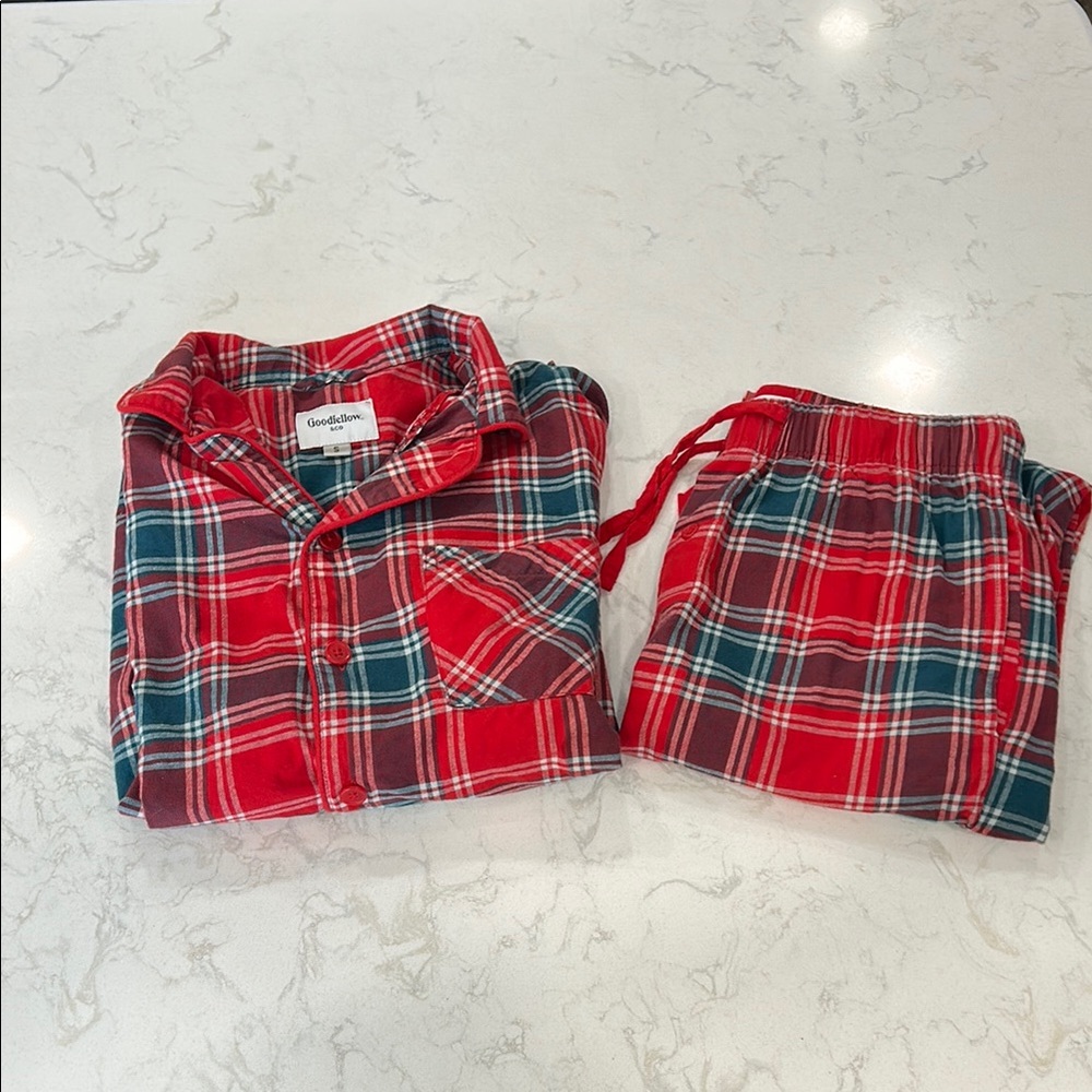 Goodfellow & Co Pajama Set Red Plaid Long-Sleeve & Pants